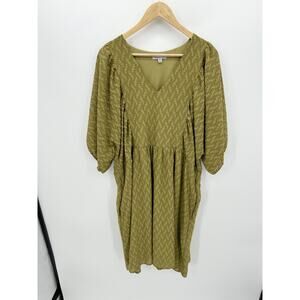 Ophelia Roe Dress Women 2X Mustard Yellow Textured Midi Dress Boho Cottagecore